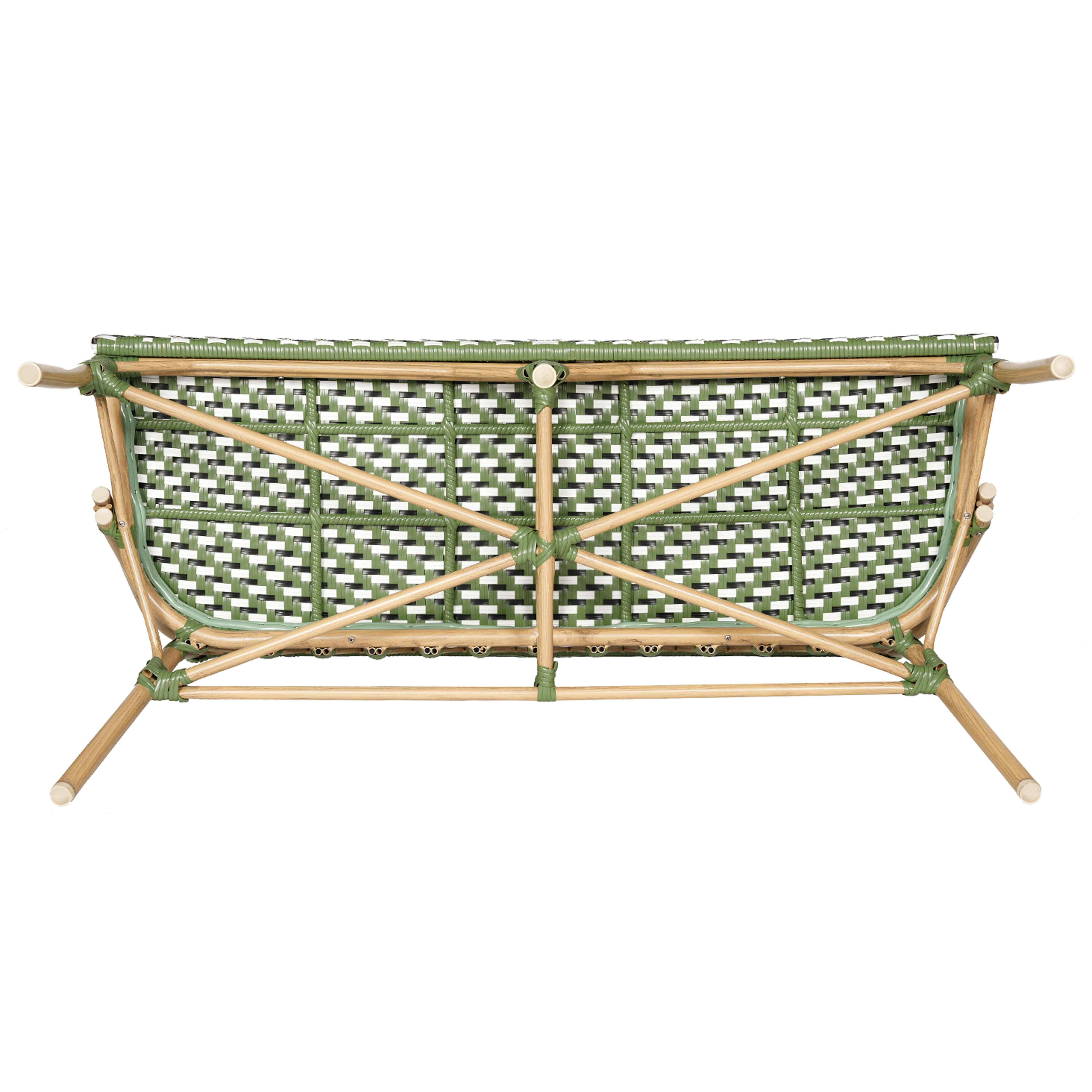 Oviala - Banc de jardin style parisien en aluminium et rotin synthétique vert Batignolles - Oviala - Image 5