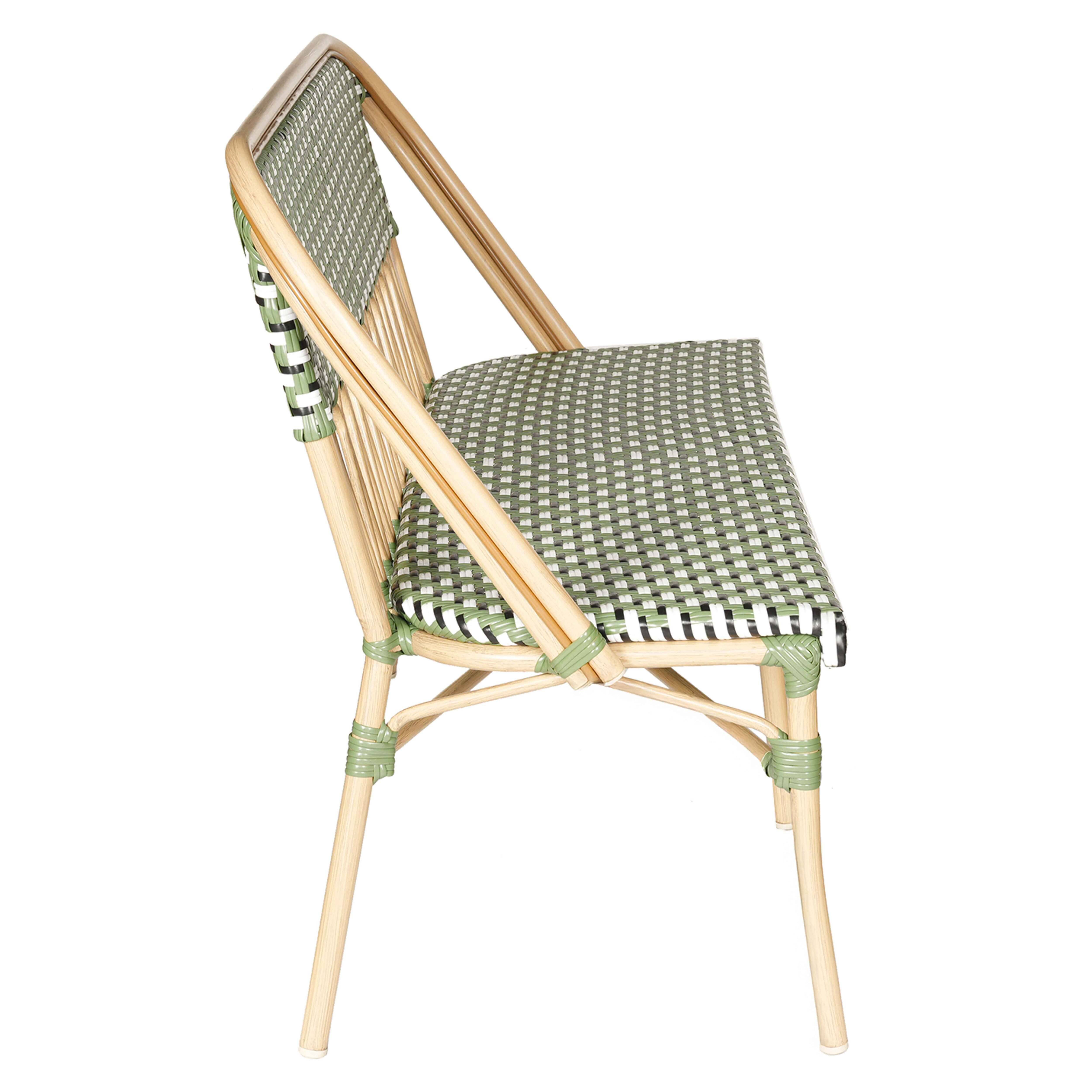 Oviala - Banc de jardin style parisien en aluminium et rotin synthétique vert Batignolles - Oviala - Image 3