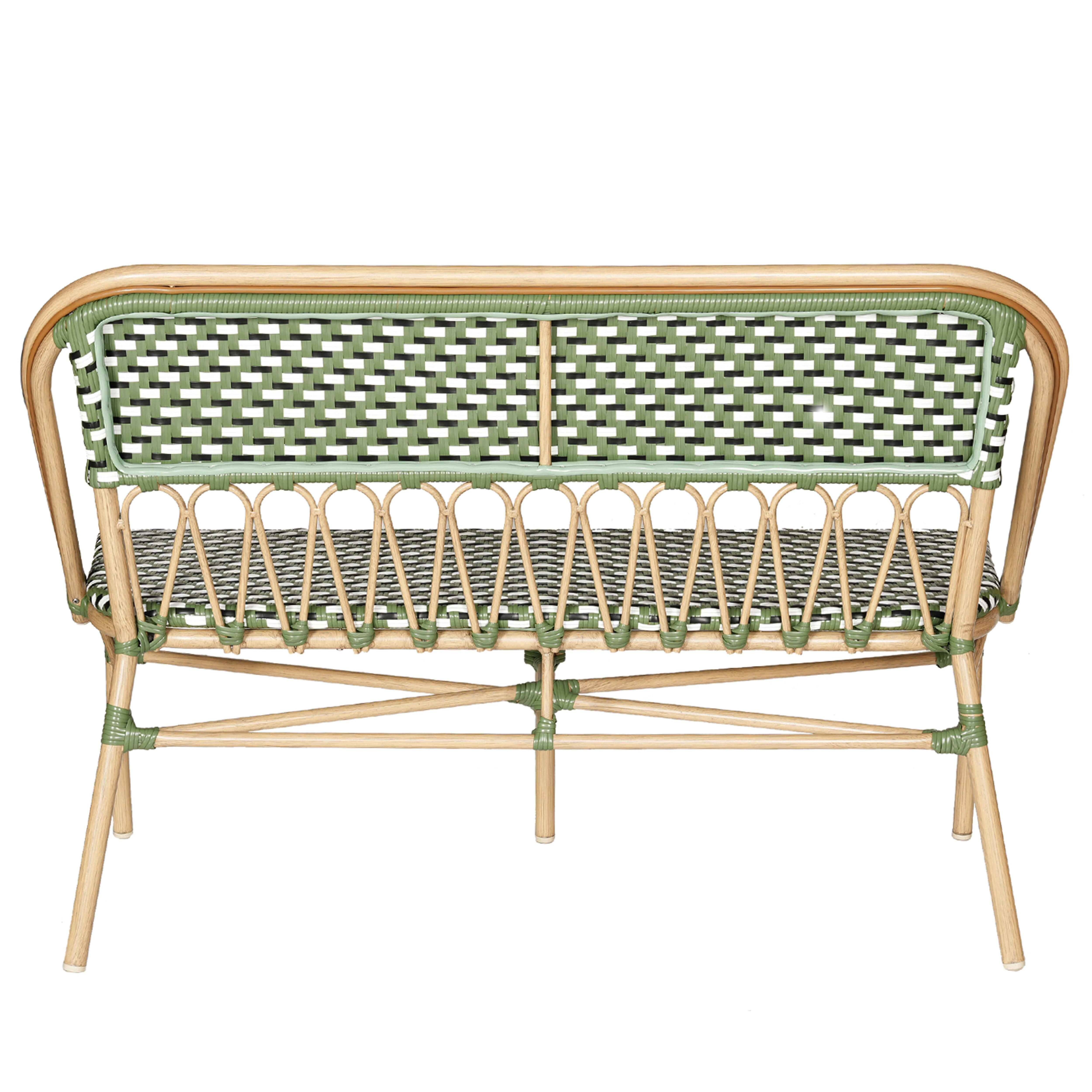 Oviala - Banc de jardin style parisien en aluminium et rotin synthétique vert Batignolles - Oviala - Image 4
