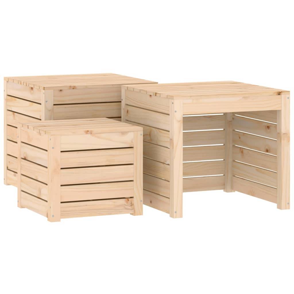 Ensemble de boîtes de jardin 3 pièces bois de pin massif - Image 2