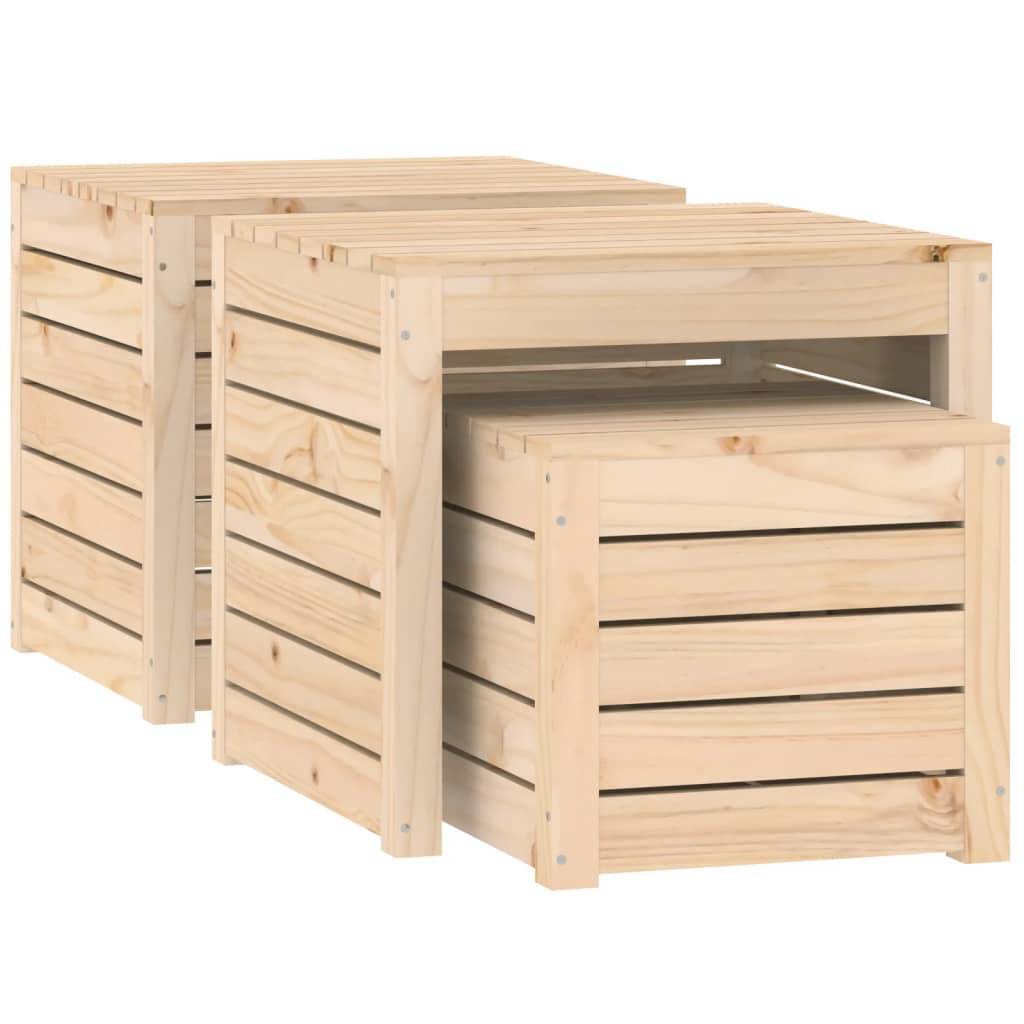 Ensemble de boîtes de jardin 3 pièces bois de pin massif - Image 1