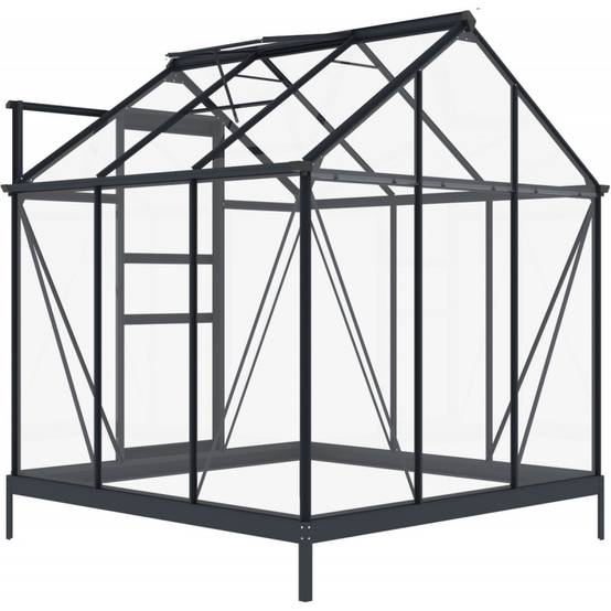 Serre de jardin 3,5m² aluminium anthracite verre trempé 4mm avec embase Green Protect Rinca - Image 7