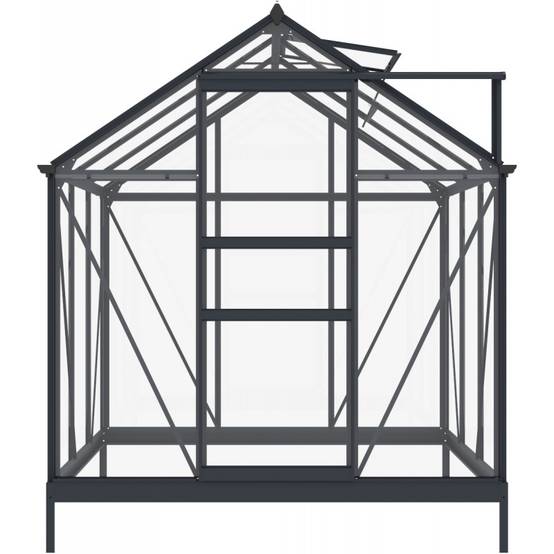 Serre de jardin 3,5m² aluminium anthracite verre trempé 4mm avec embase Green Protect Rinca - Image 5