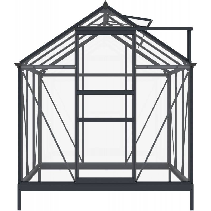 Serre de jardin 3,5m² aluminium anthracite verre trempé 4mm avec embase Green Protect Rinca - Image 5