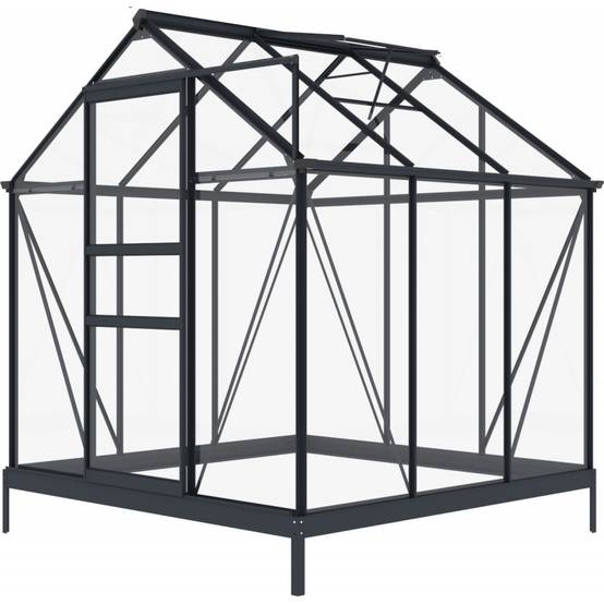 Serre de jardin 3,5m² aluminium anthracite verre trempé 4mm avec embase Green Protect Rinca - Image 6