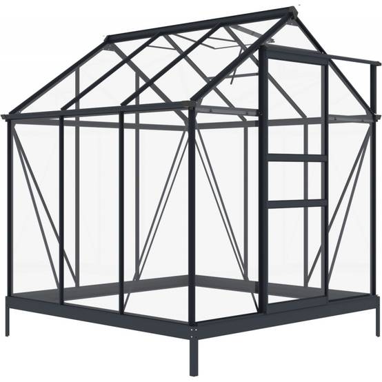 Serre de jardin 3,5m² aluminium anthracite verre trempé 4mm avec embase Green Protect Rinca - Image 4