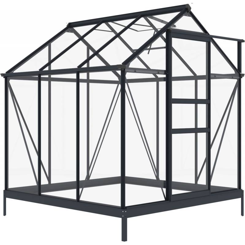 Serre de jardin 3,5m² aluminium anthracite verre trempé 4mm avec embase Green Protect Rinca - Image 4
