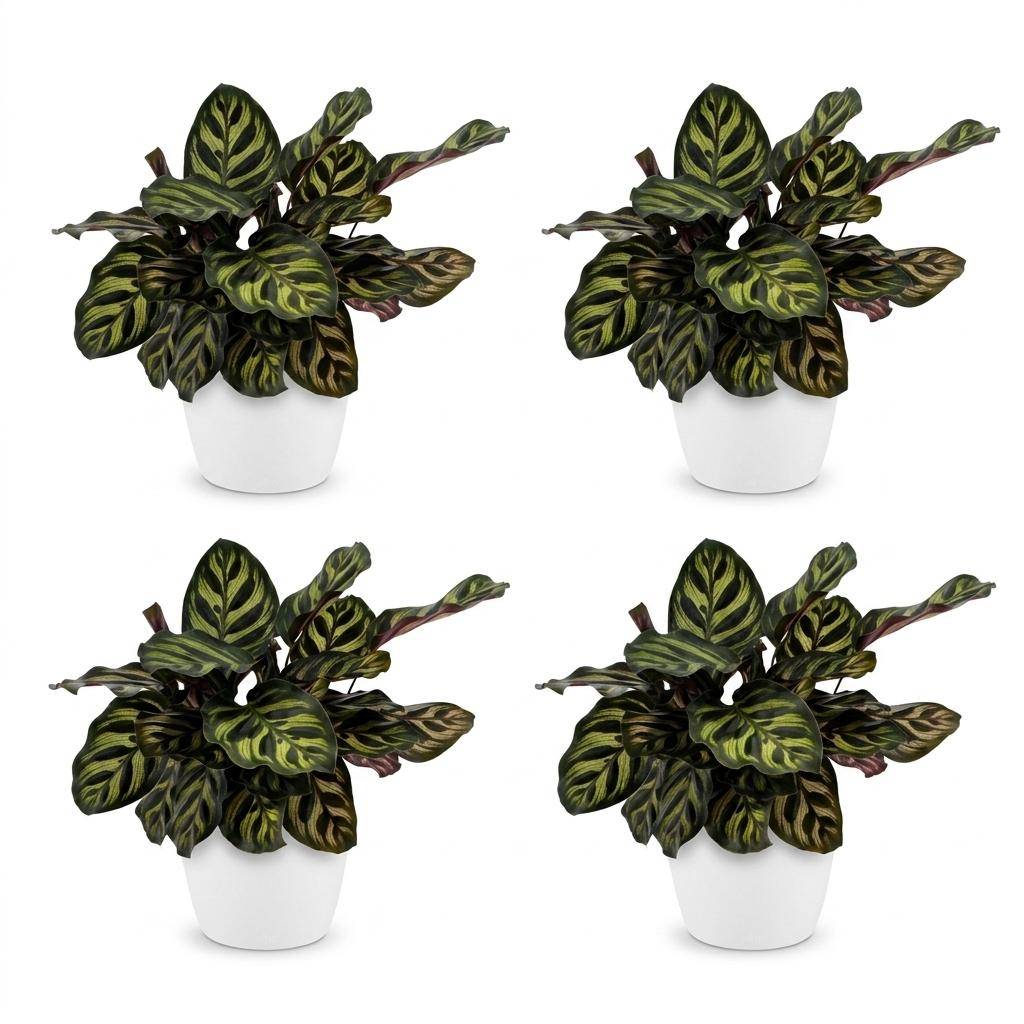 Calathea Makoyana - Plante Paon - Pot de 12cm - Hauteur 25cm - 4 plantes - Blanc - Plantes d'intérieur - Image 2