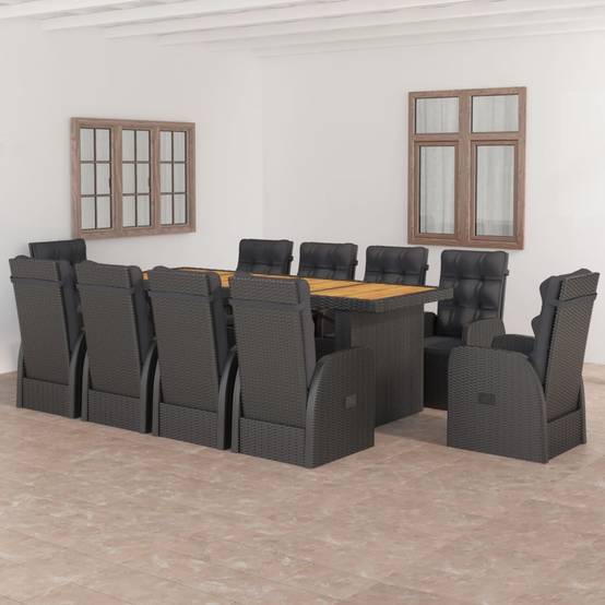Vidaxl - Salon de jardin 11 pcs avec coussins résine tressée noir vidaXL 3059350 - Image 1