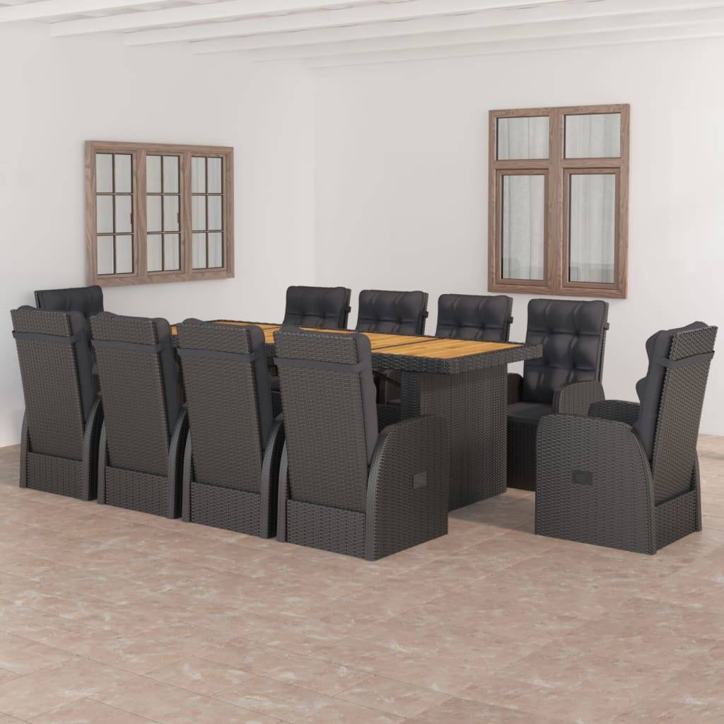 Vidaxl - Salon de jardin 11 pcs avec coussins résine tressée noir vidaXL 3059350 - Image 1