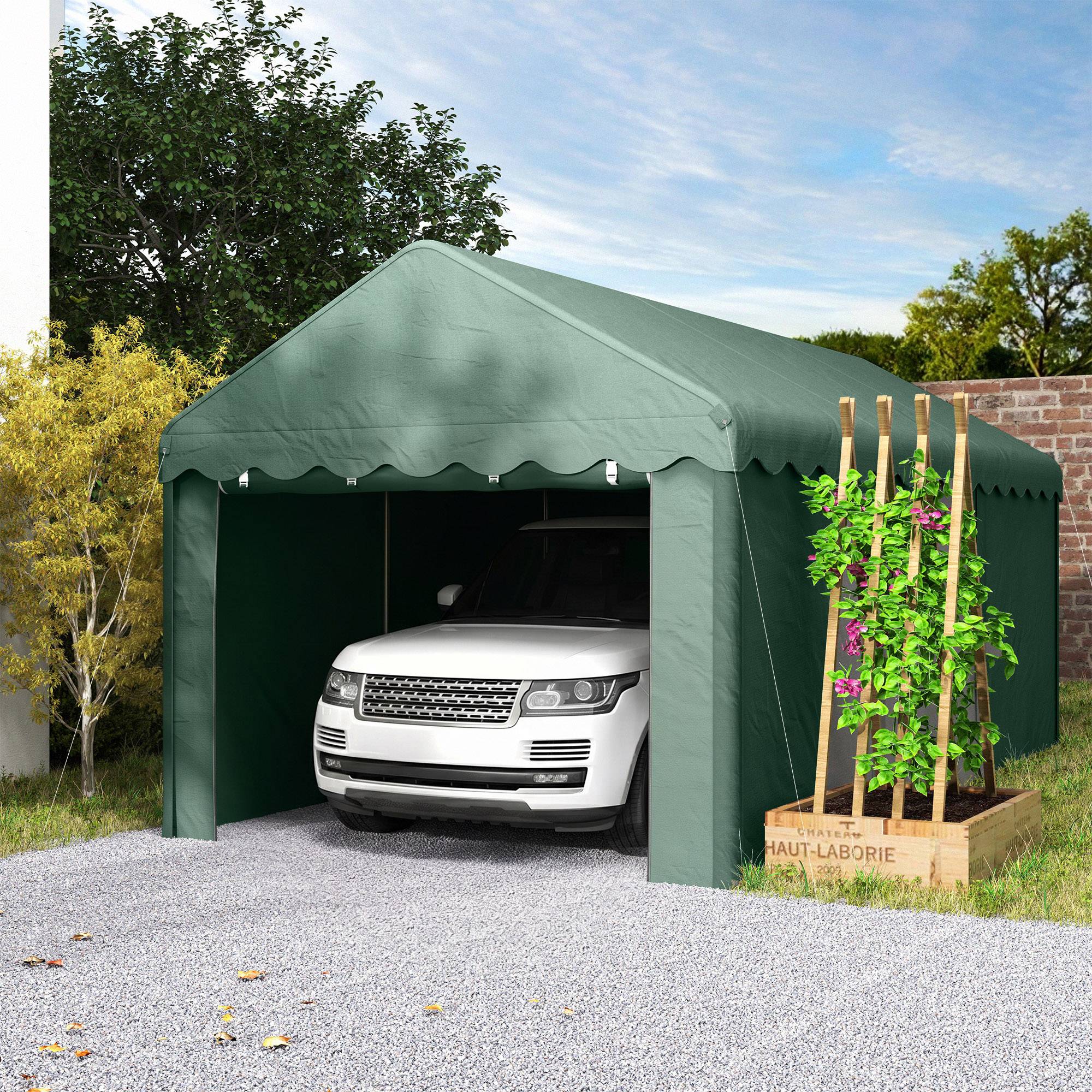 Tonnelle acier et polyester vert foncé 594 x 300 x 280 cm - PANGIVO - Image 4