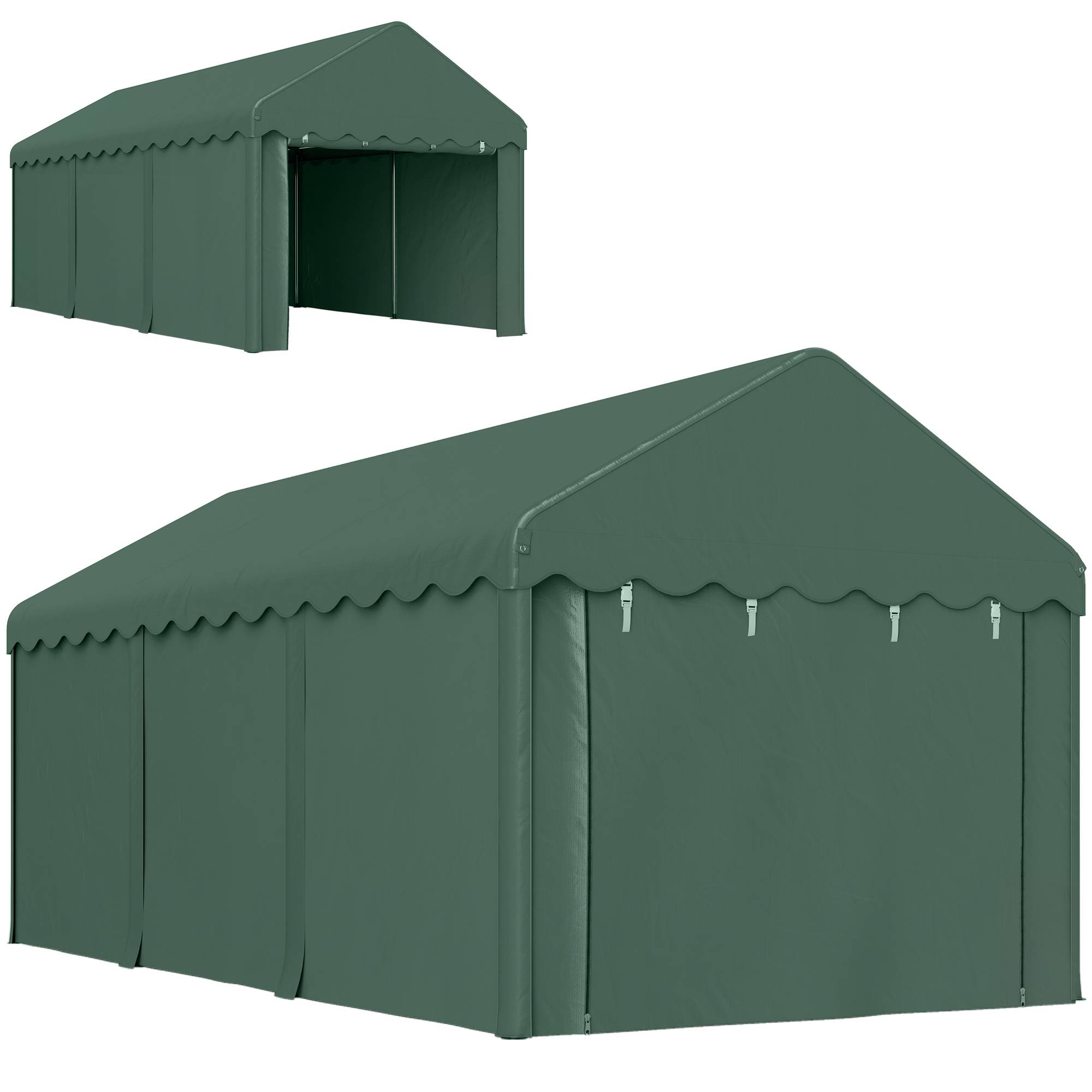 Tonnelle acier et polyester vert foncé 594 x 300 x 280 cm - PANGIVO - Image 2