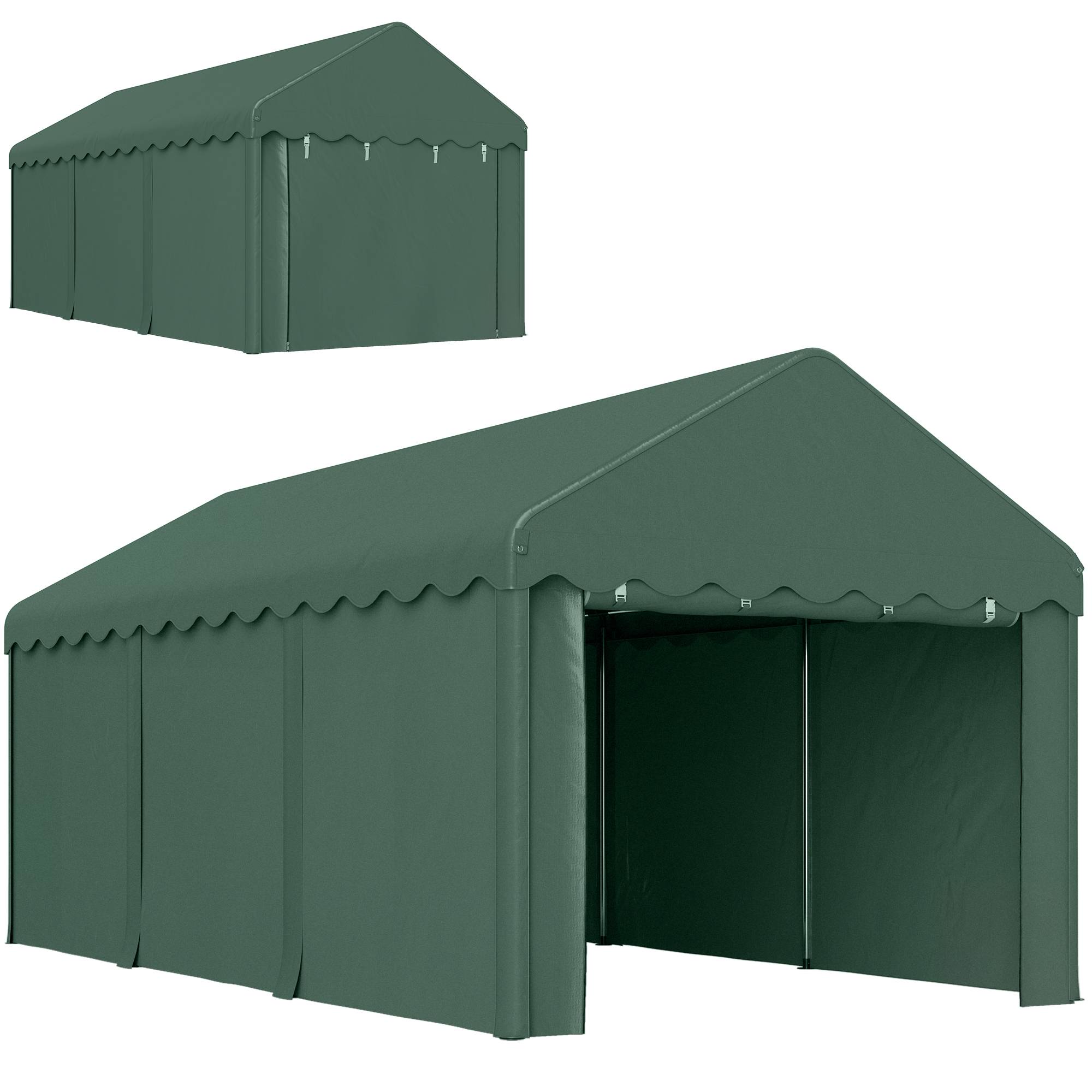 Tonnelle acier et polyester vert foncé 594 x 300 x 280 cm - PANGIVO - Image 1