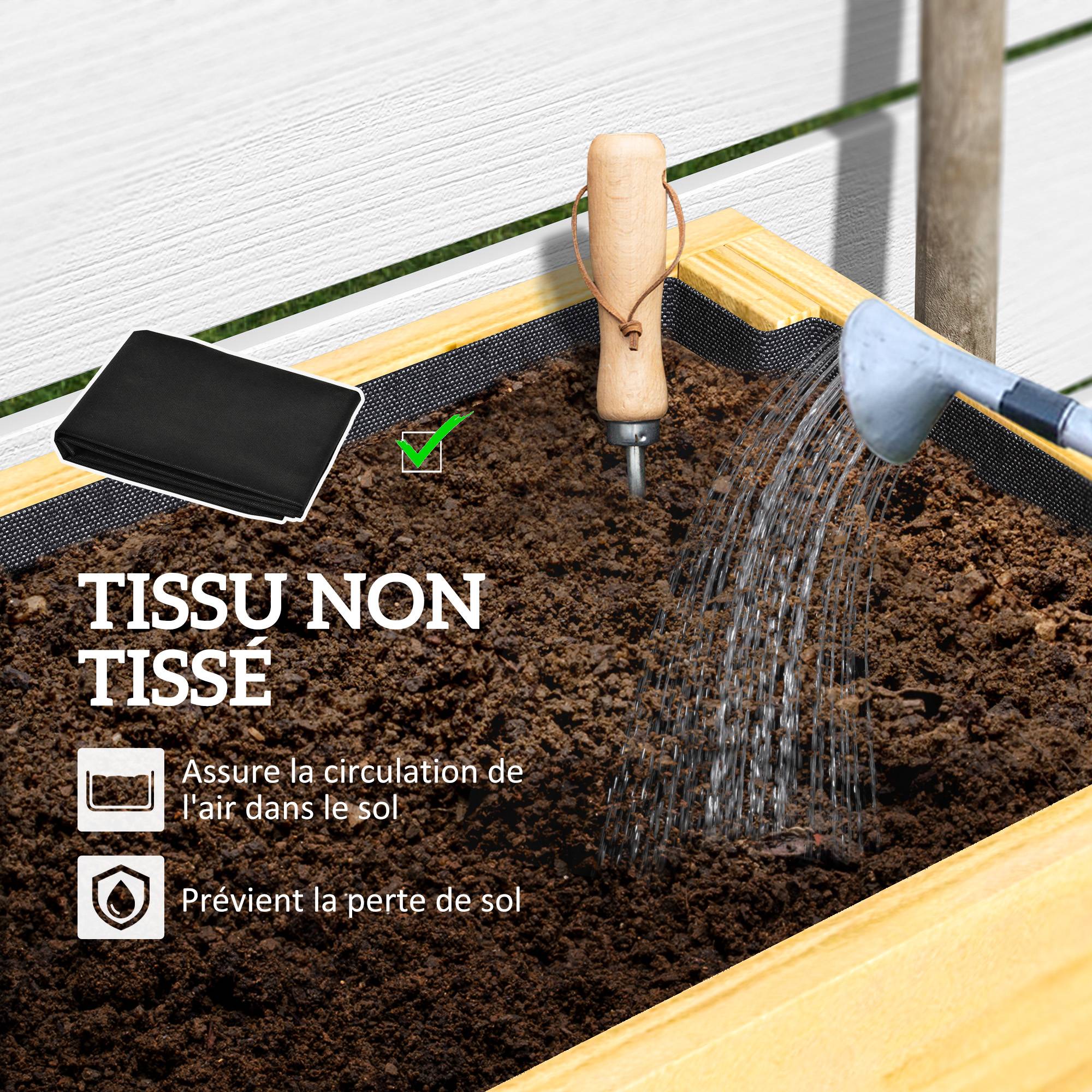 Sans Marque - Jardinière sur pieds carré potager de jardin sur pieds avec 2 trous de drainage en bois 100 x 30 x 70,5 cm bois naturel - Image 8