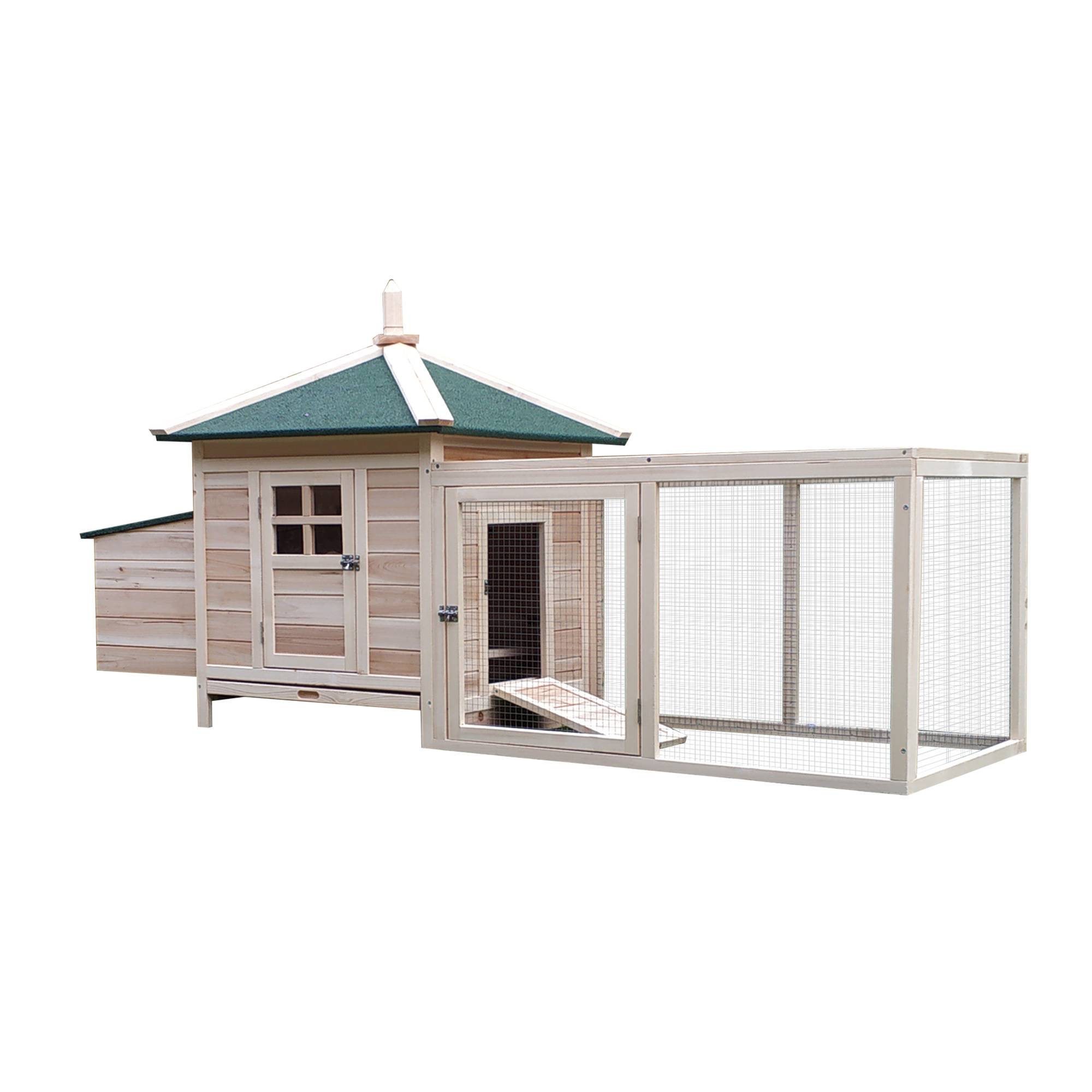 ComfortXL - Poulailler bois de pin 196 x 76 x 97 cm naturel pour 1 à 2 poules naines avec enclos - ComfortXL Outdoor Living - Image 2