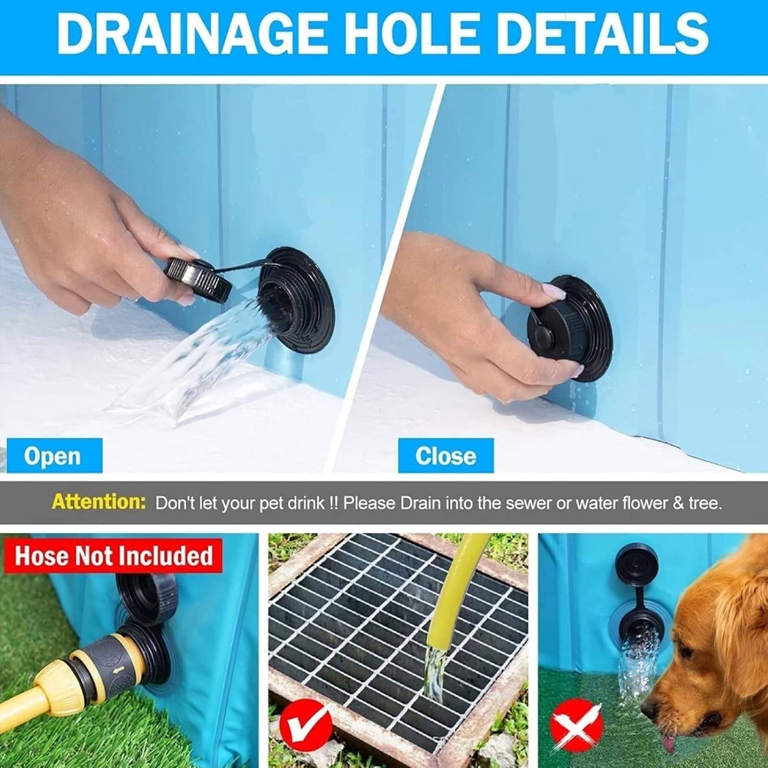 Piscine pour chiens，Baignoire pliable de compagnie, piscine extérieure pliable pour chiens, chats, enfants, antidérapante, bleue, 160 x 30 cm-Lytech - Image 6