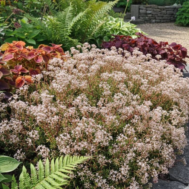 Orpin blanc Murale, Sedum à fleurs Blanche - feuillage Persistant - Godet - 5/20 cm-  hauteur à maturité Moins de 0,15 m - Image 3