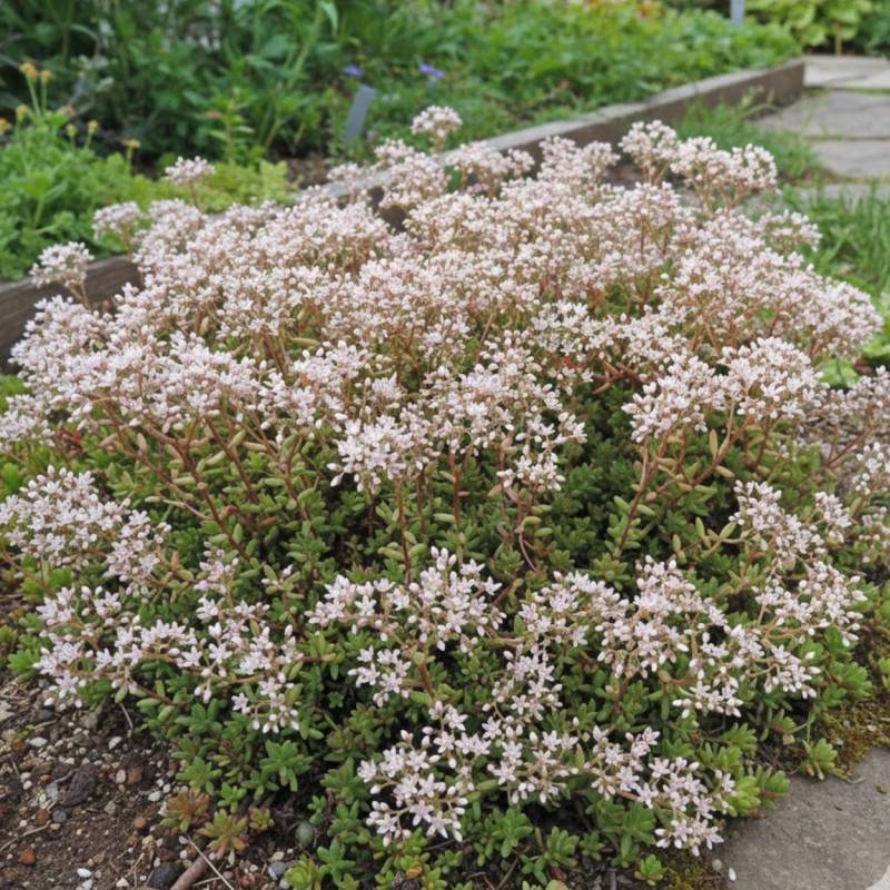 Orpin blanc Murale, Sedum à fleurs Blanche - feuillage Persistant - Godet - 5/20 cm-  hauteur à maturité Moins de 0,15 m - Image 2