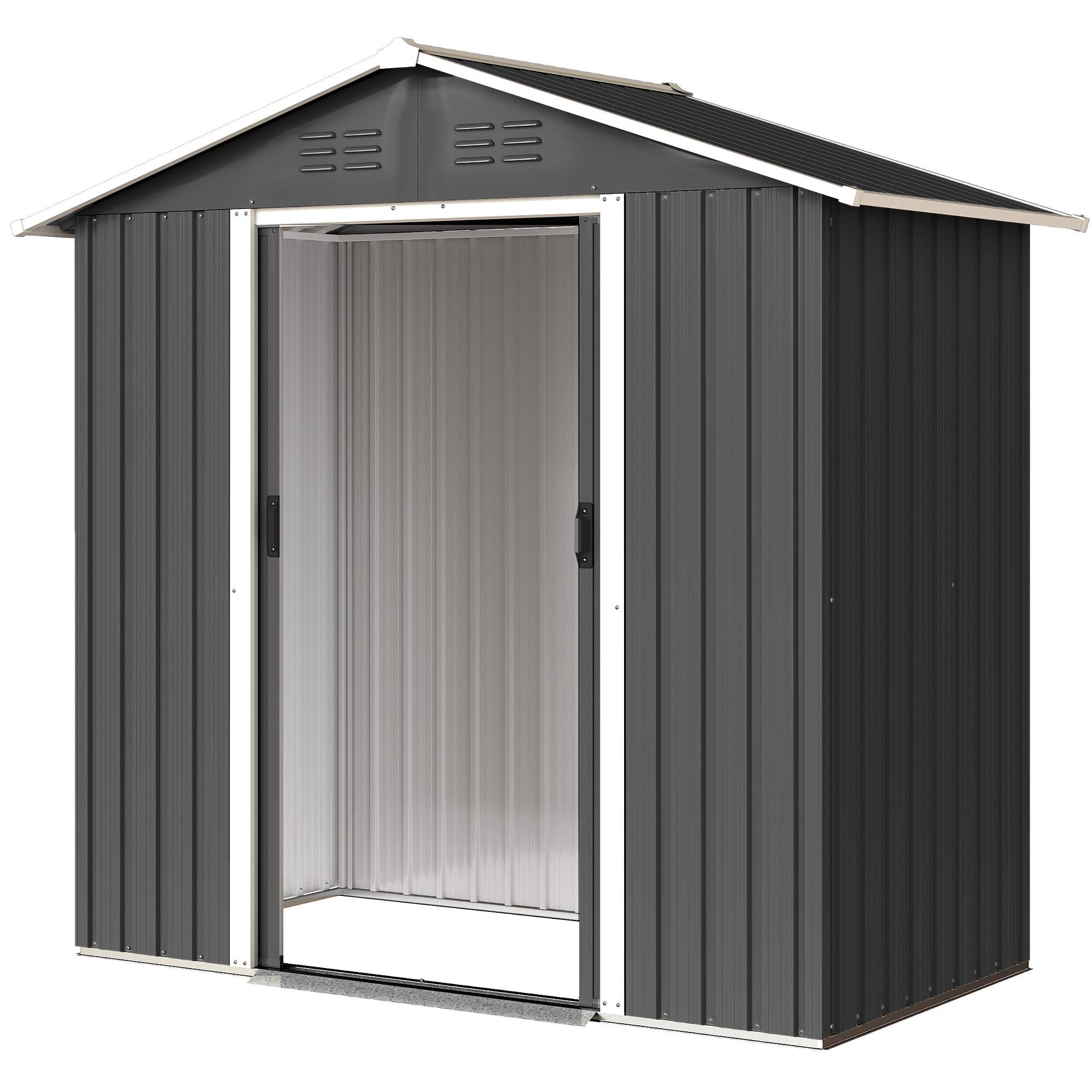 ComfortXL - Abri de jardin acier galvanisé rangement outils double porte 194x107x191cm gris - ComfortXL Outdoor Living - Image 2