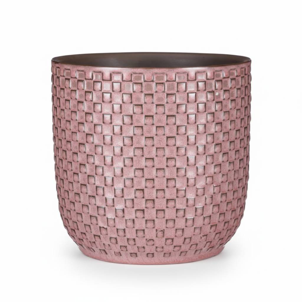 Pot de fleurs en relief rose - D.13,5cm - Image 1