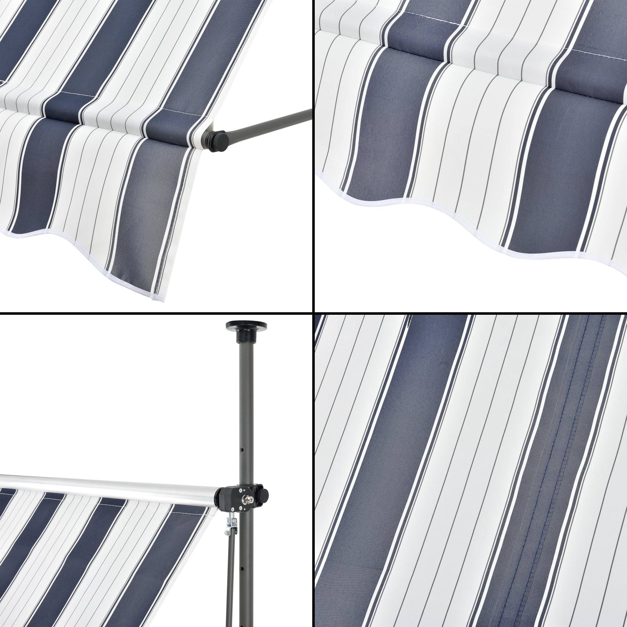 Helloshop26 - Store banne téléscopique acier polyester 200 x 120 x 200-300 cm bleu foncé blanc - Image 5