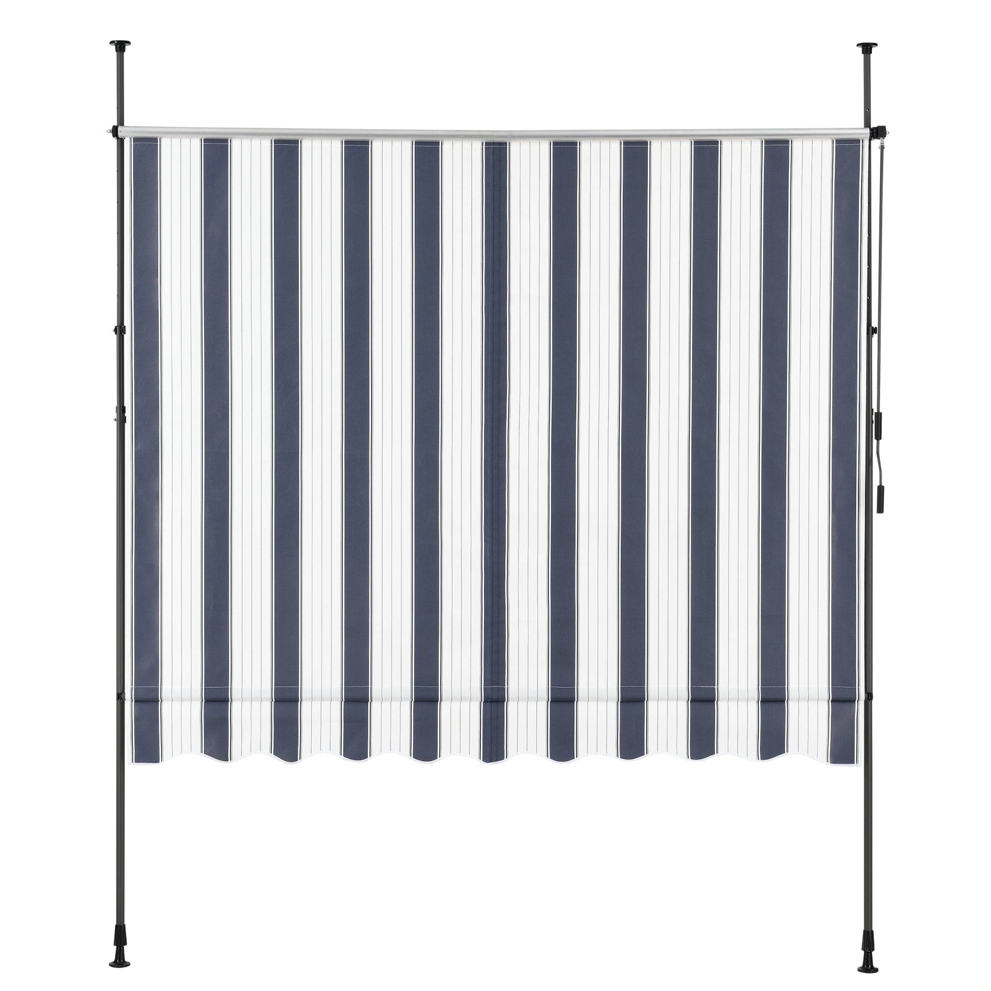 Helloshop26 - Store banne téléscopique acier polyester 200 x 120 x 200-300 cm bleu foncé blanc - Image 4