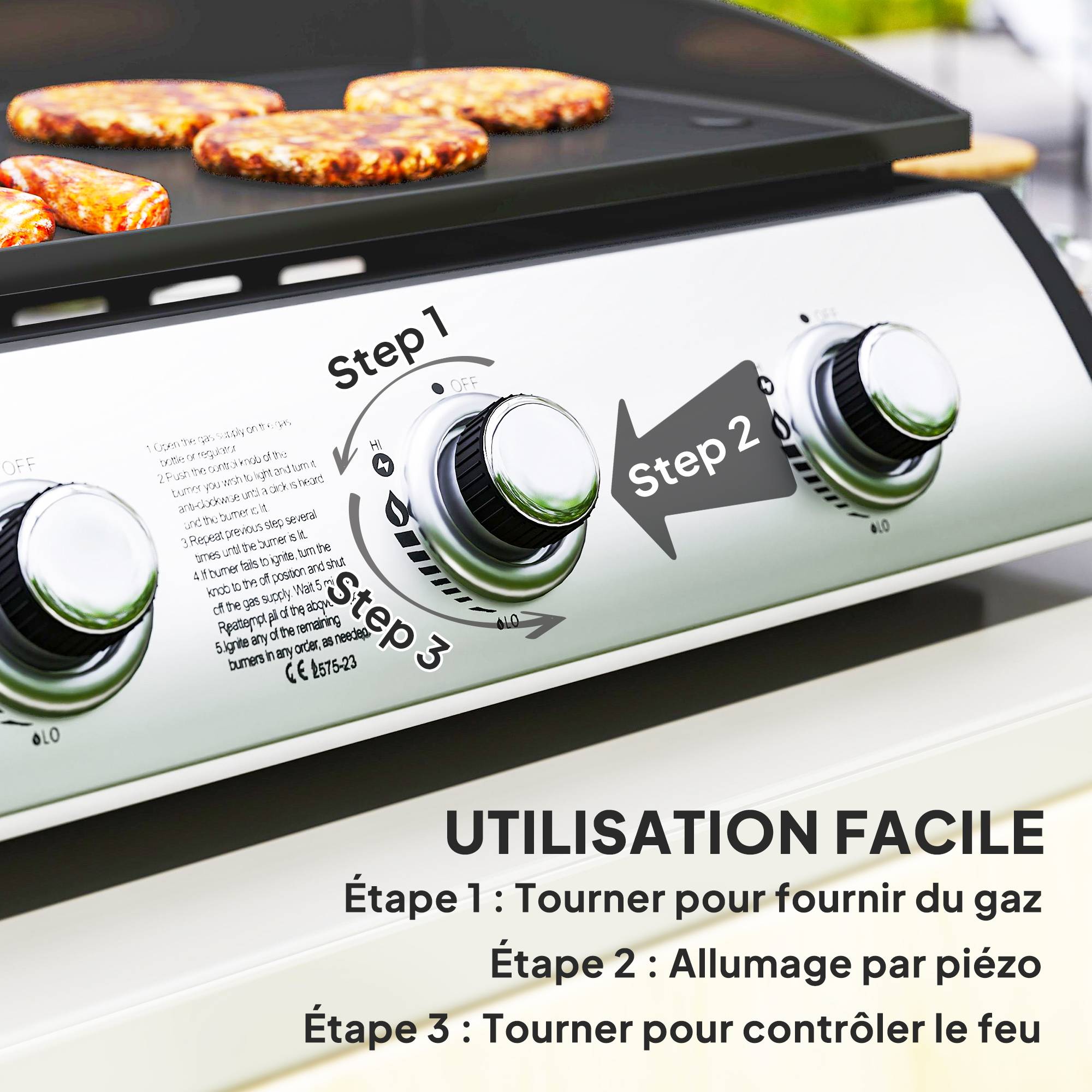 Plancha gaz acier noir 63 x 47 x 25 cm - PANGIVO - Image 7