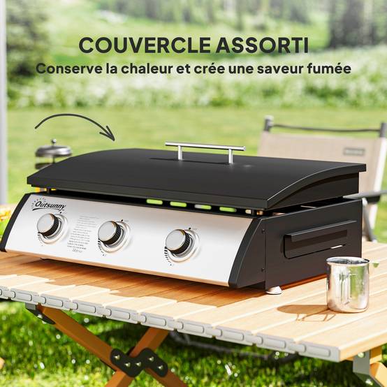Plancha gaz acier noir 63 x 47 x 25 cm - PANGIVO - Image 8