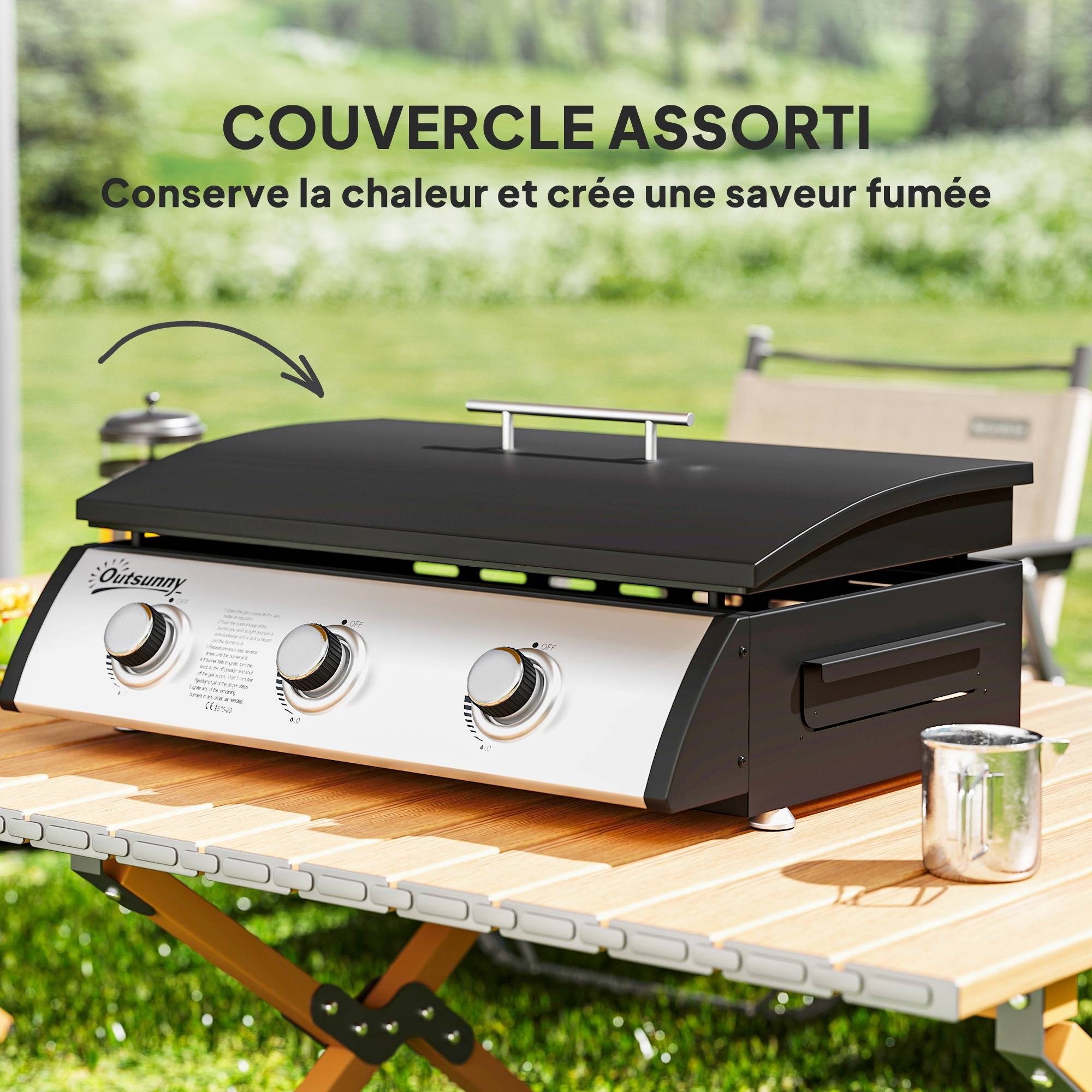 Plancha gaz acier noir 63 x 47 x 25 cm - PANGIVO - Image 8