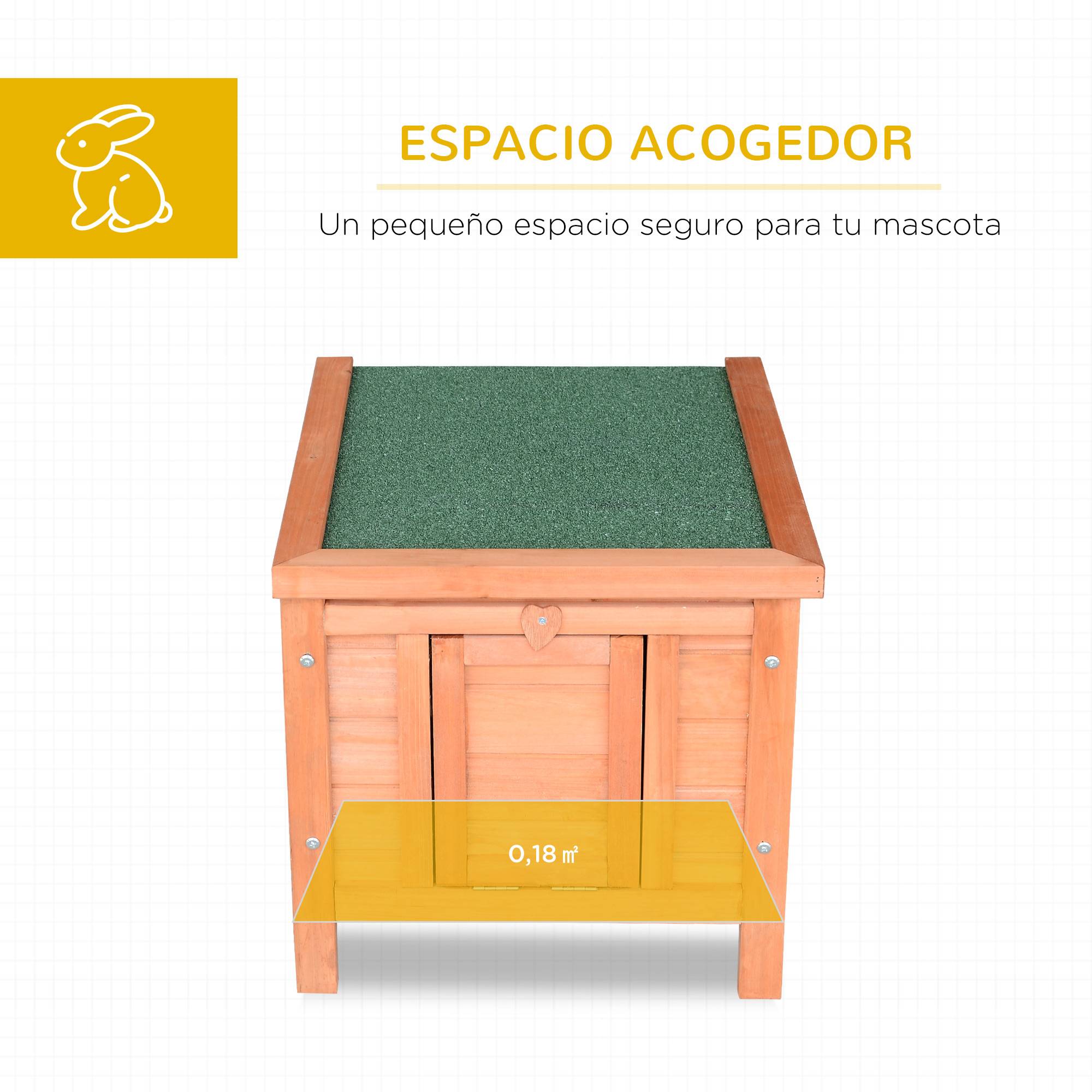Abri pour Lapin en Bois Niche pour Rongeur avec Toit Ouvrant et Porte Rampe 51x42x43cm - ComfortXL Outdoor Living - Image 6