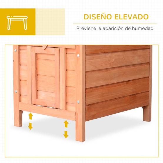 Abri pour Lapin en Bois Niche pour Rongeur avec Toit Ouvrant et Porte Rampe 51x42x43cm - ComfortXL Outdoor Living - Image 7