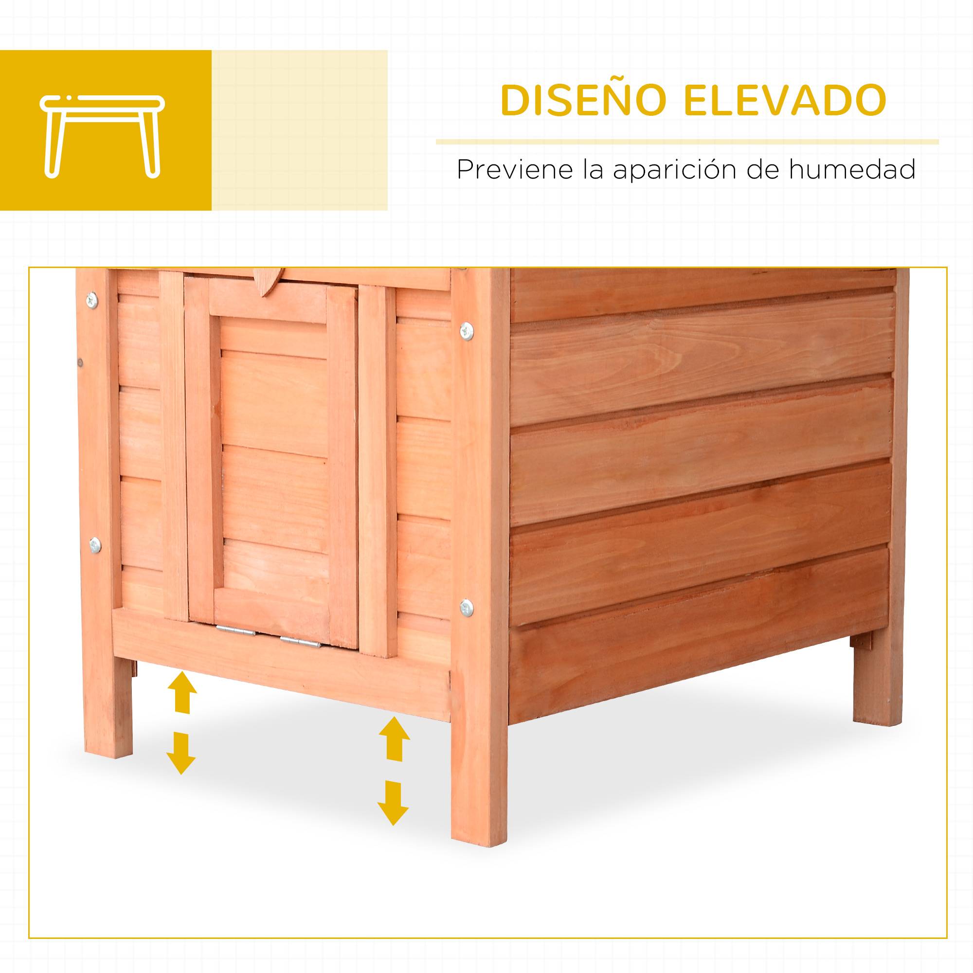 Abri pour Lapin en Bois Niche pour Rongeur avec Toit Ouvrant et Porte Rampe 51x42x43cm - ComfortXL Outdoor Living - Image 7