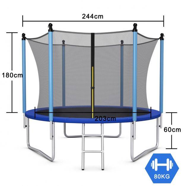 Helloshop26 - Trampoline extérieur diamètre 244 cm echelle filet de sécurité tapis de saut tuyau galvanisé antirouille pour enfants charge 80 kg - Image 4