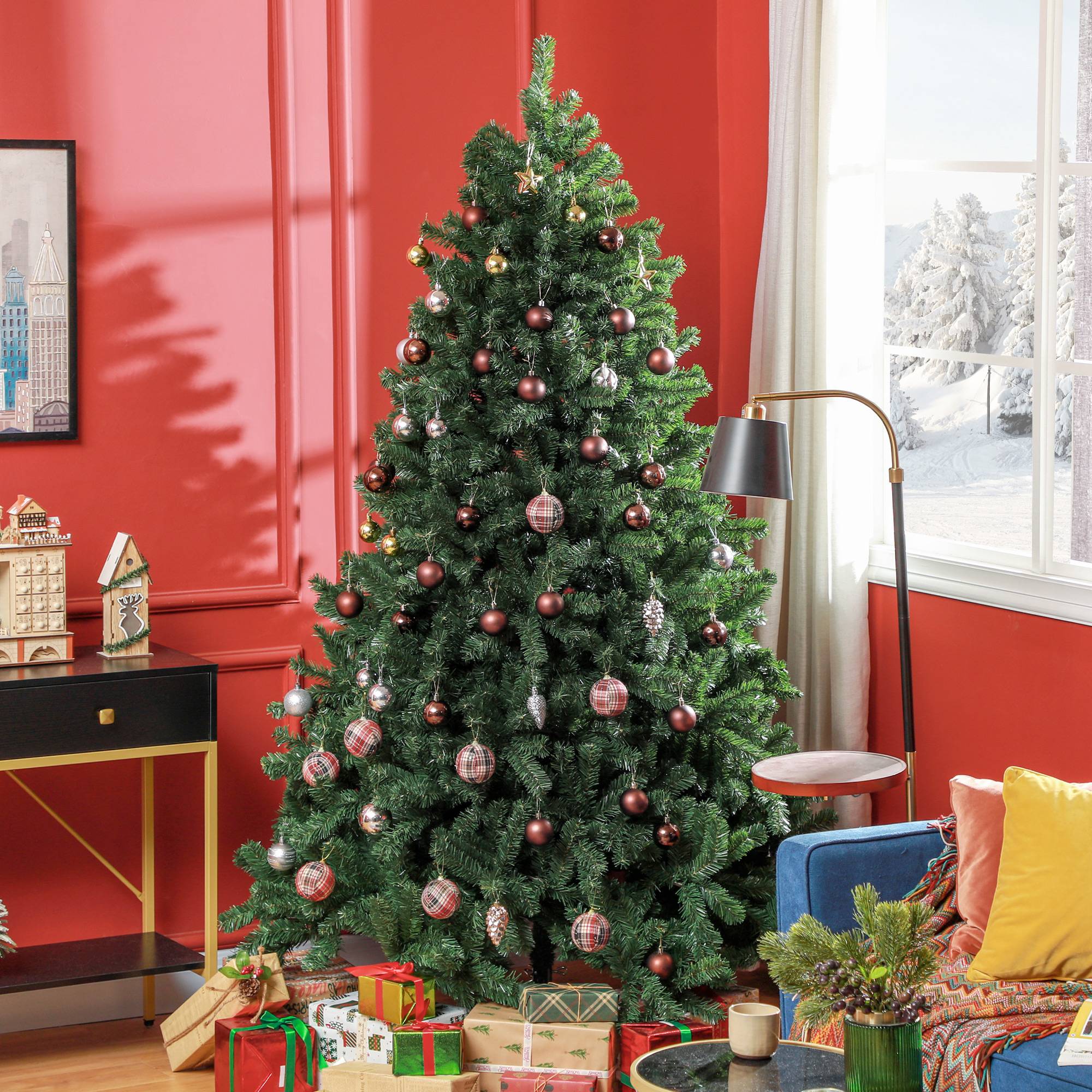 Sans Marque - Sapin Noël artificiel 210 cm support métal pliable 1674 branches réaliste - Image 3