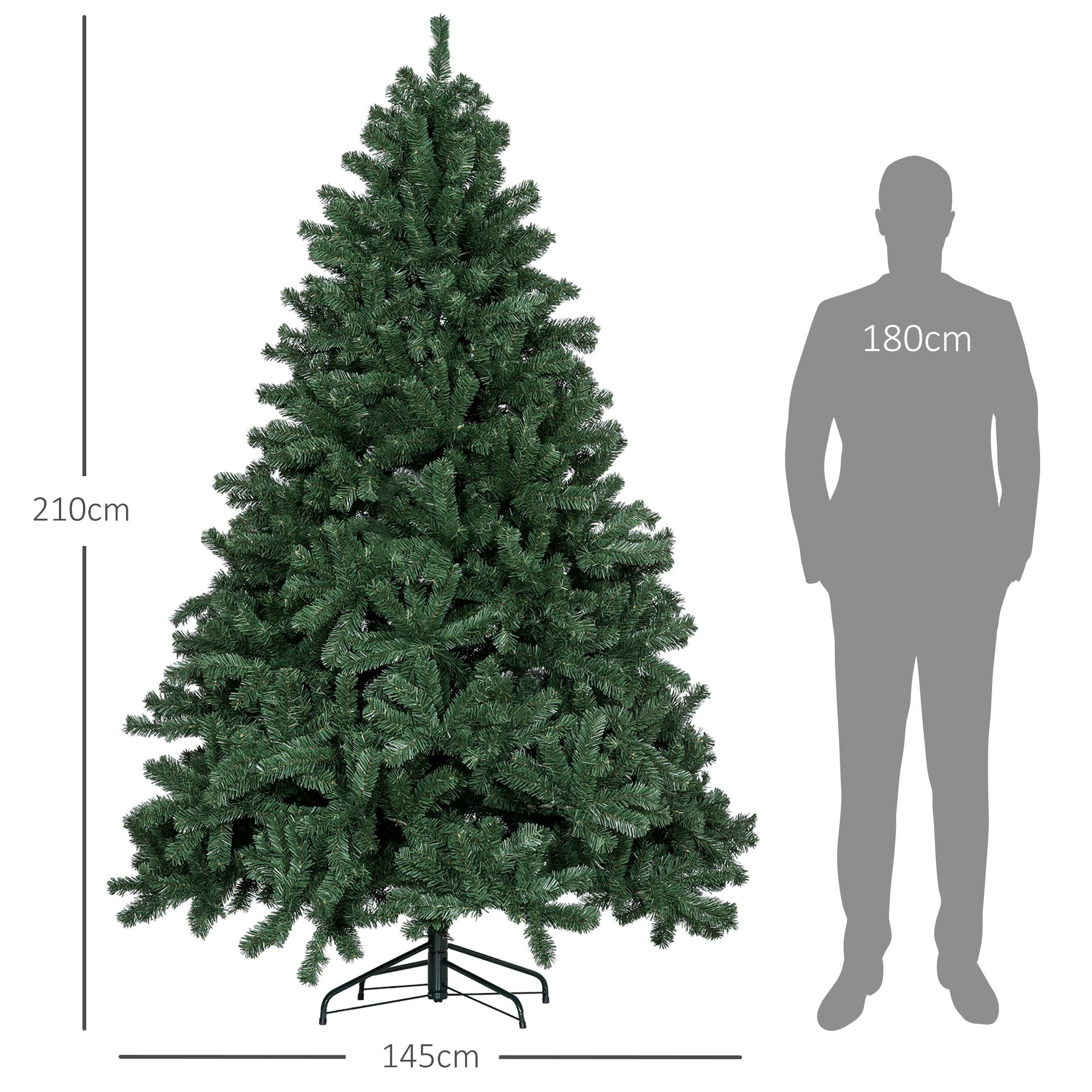 Sans Marque - Sapin Noël artificiel 210 cm support métal pliable 1674 branches réaliste - Image 5