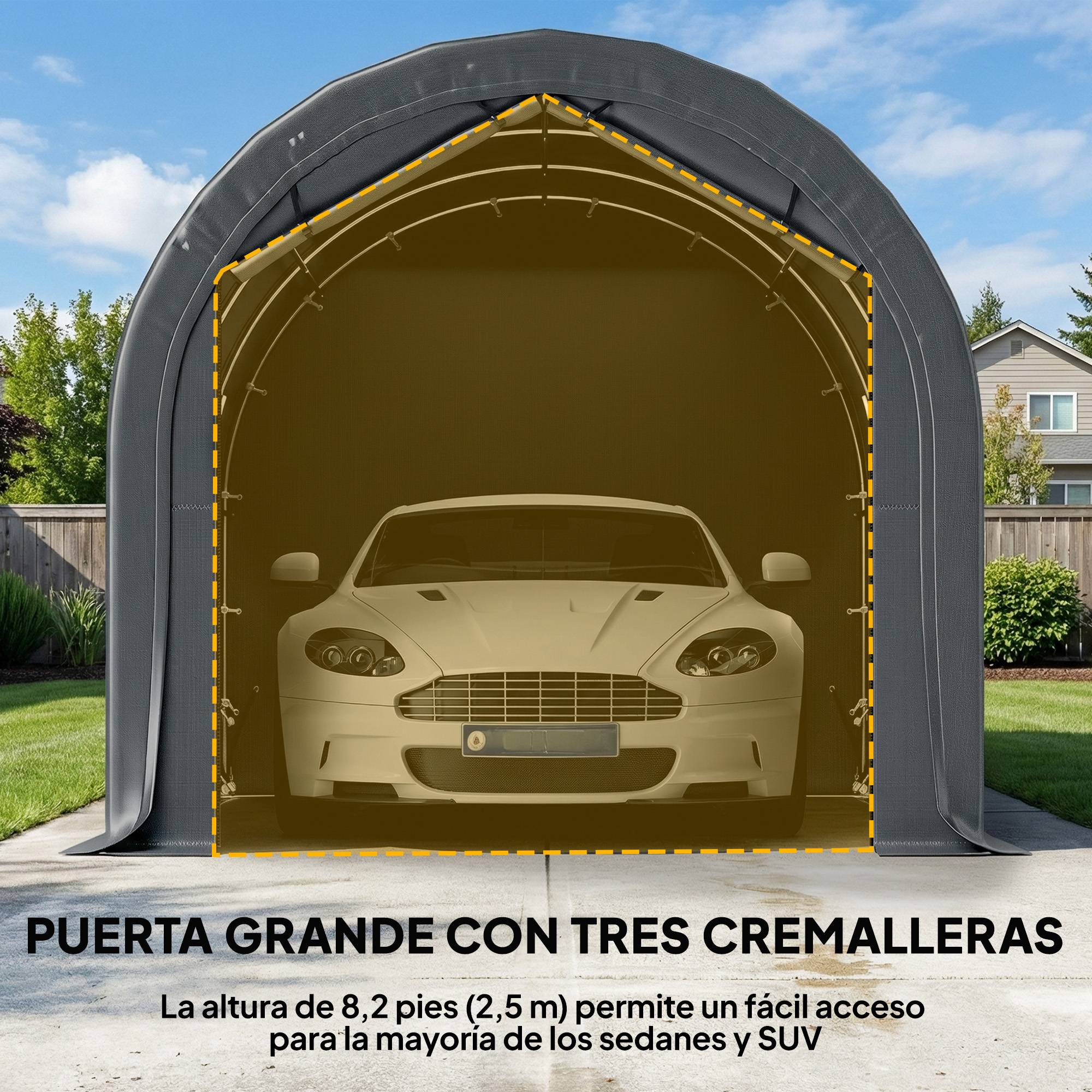 ComfortXL - Garage Voiture Extérieur Métal Galvanisé Tente Étanche Anti-UV 6x3 m Gris Foncé - ComfortXL Outdoor Living - Image 8