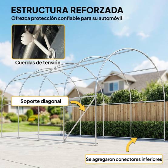 ComfortXL - Garage Voiture Extérieur Métal Galvanisé Tente Étanche Anti-UV 6x3 m Gris Foncé - ComfortXL Outdoor Living - Image 9