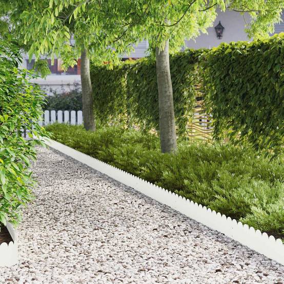 Bordure de pelouse acier pour jardin structuration esthétique 103x20cm blanc - ComfortXL Outdoor Living - Image 1