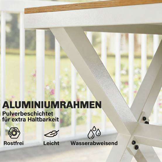 Ensemble de mobilier de jardin, salon de jardin, 7 pièces, table et 6 chaises empilables, aspect bois, structure en aluminium, teck - Image 6