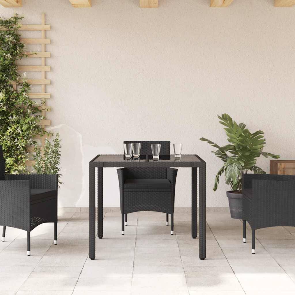 ComfortXL - Table de Jardin Carrée Noire 90x90 cm 4 Personnes en Résine Tressée et Verre Trempé – ComfortXL Outdoor Living - Image 3