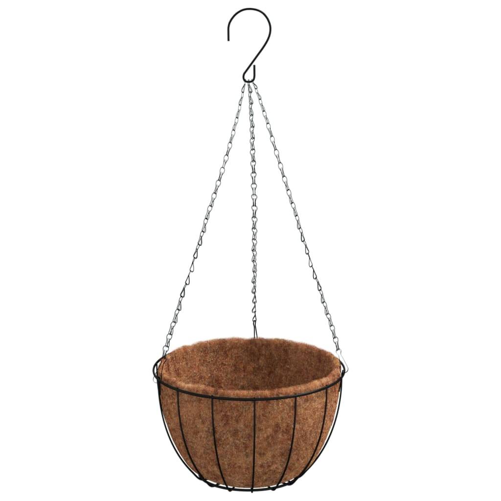 Lot de 4 Jardinières suspendues - Bacs à fleurs - Pots de fleurs avec doublure coco Noir Ø 30x52 cm - Image 3