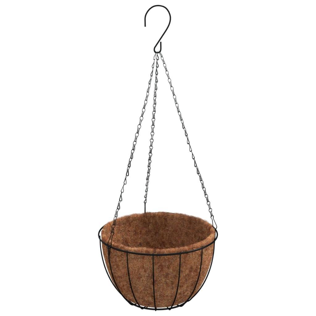 Lot de 4 Jardinières suspendues - Bacs à fleurs - Pots de fleurs avec doublure coco Noir Ø 30x52 cm - Image 4