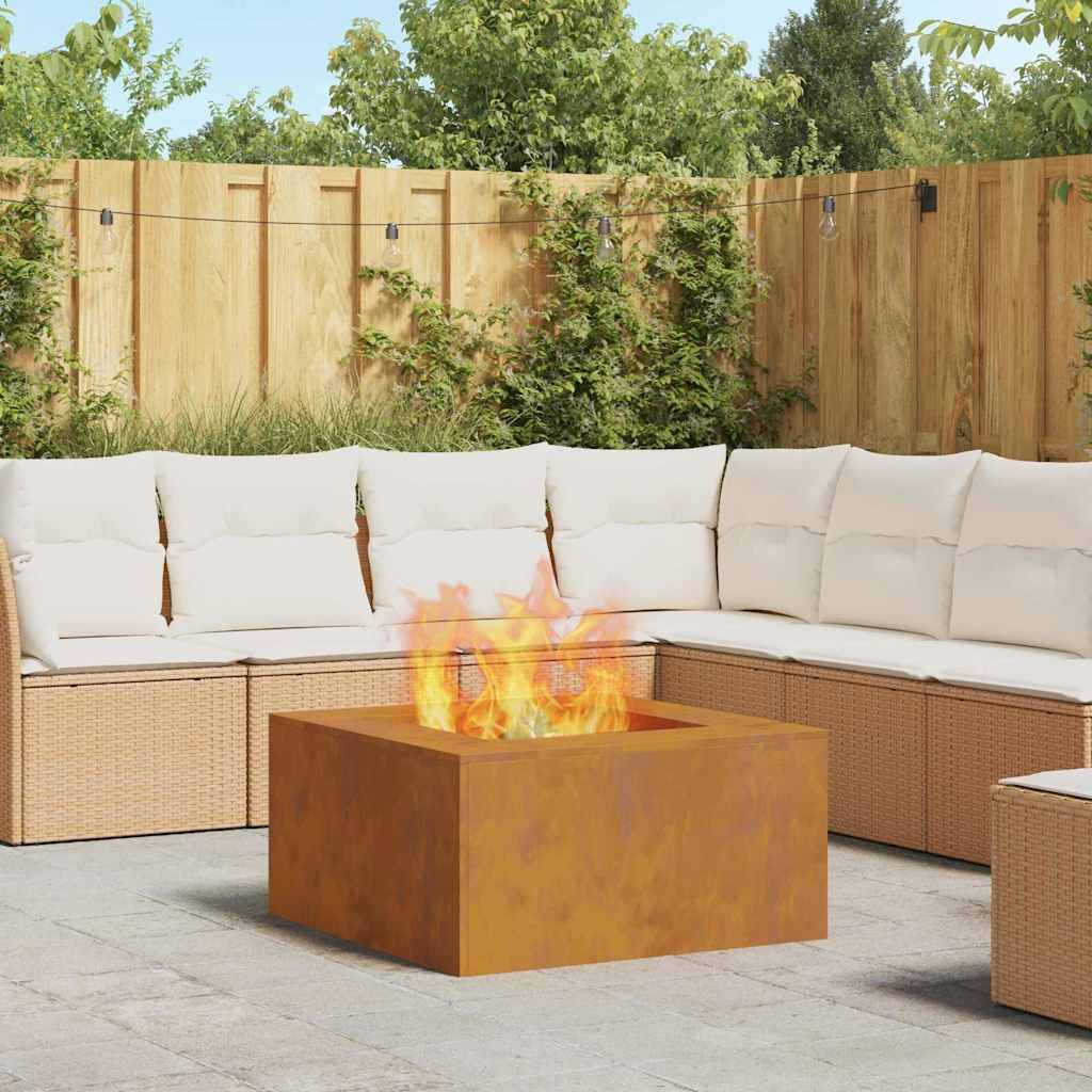 Brasero Carré XXL 80cm Acier Corten Foyer de Jardin Design Industriel Marron – ComfortXL Outdoor Living