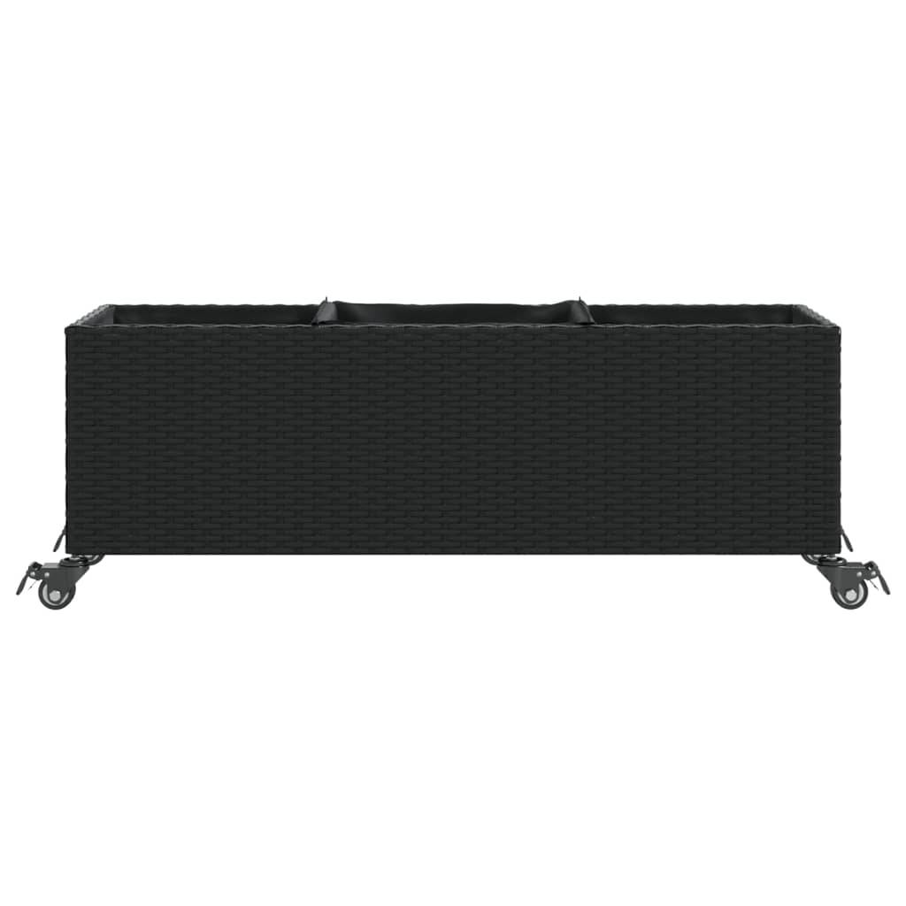 Vidaxl - Jardinière avec roulettes et 3 pots noir 107x32x38 cm rotin vidaXL 366419 - Image 6