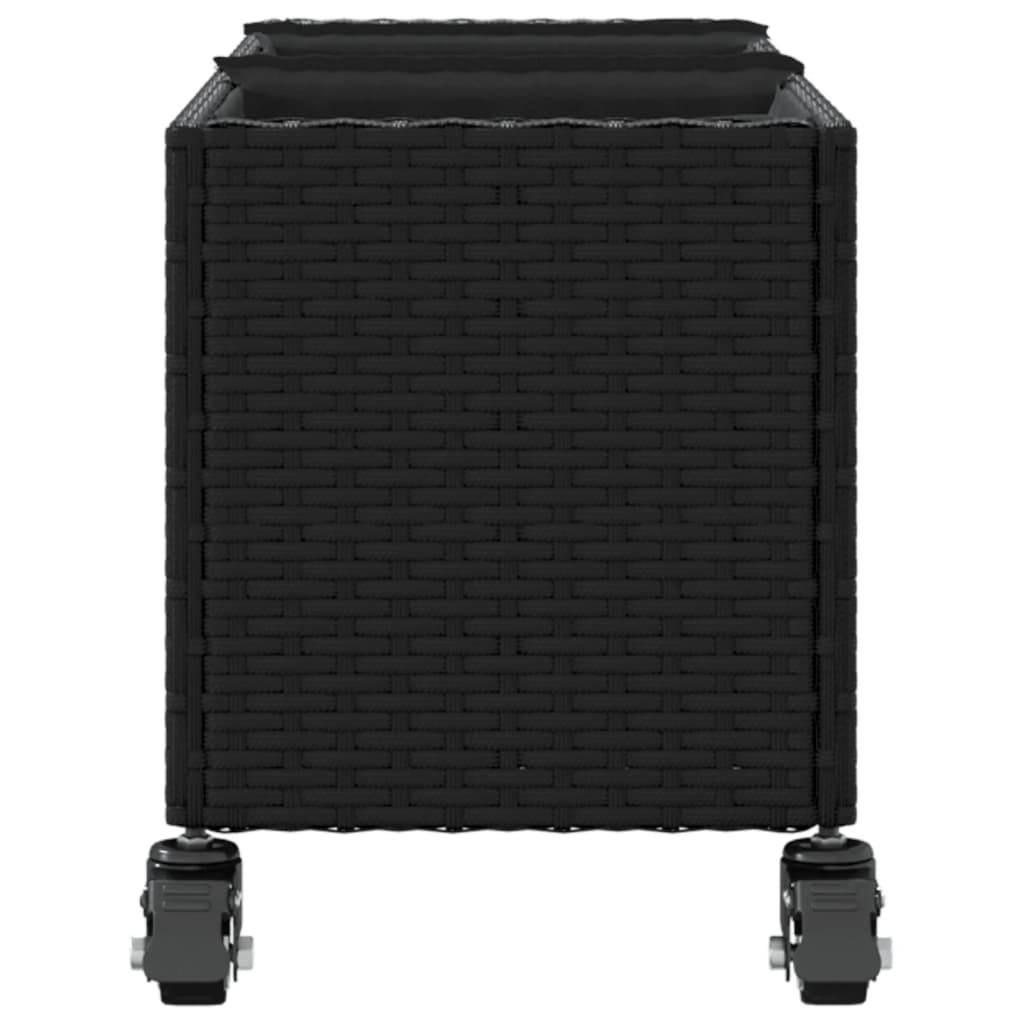 Vidaxl - Jardinière avec roulettes et 3 pots noir 107x32x38 cm rotin vidaXL 366419 - Image 7