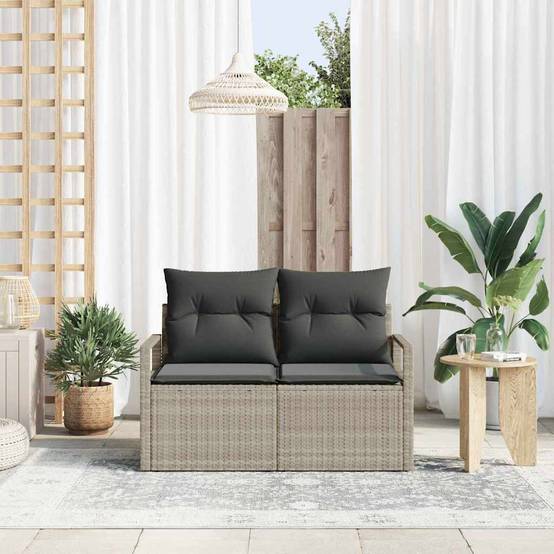 Salon de Jardin 2 Pièces en Polyrotin Gris – Canapés avec Coussins Déperlants pour Terrasse Moderne – Haute Qualité – ComfortXL Outdoor Living - Image 3