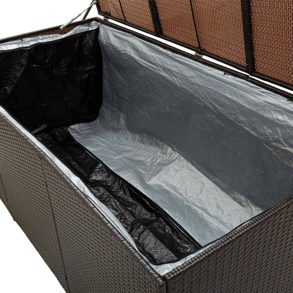 Coffre boîte meuble de jardin rangement résine tressée 180 x 90 x 75 cm marron - Image 6