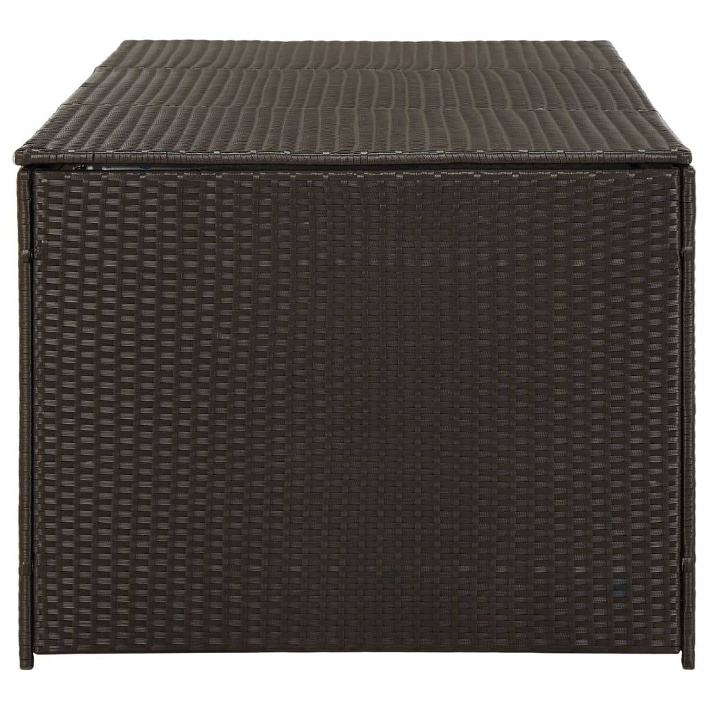 Coffre boîte meuble de jardin rangement résine tressée 180 x 90 x 75 cm marron - Image 4