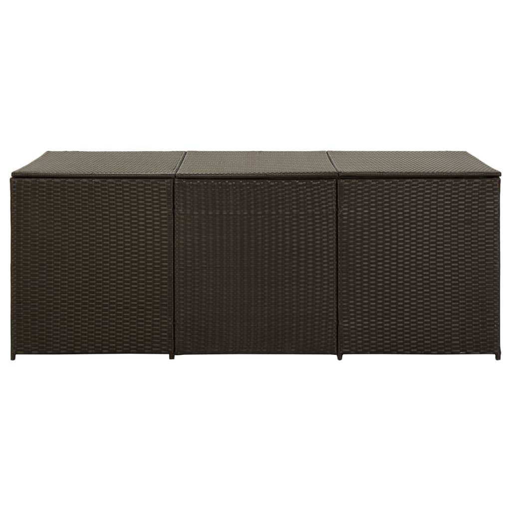 Coffre boîte meuble de jardin rangement résine tressée 180 x 90 x 75 cm marron - Image 3