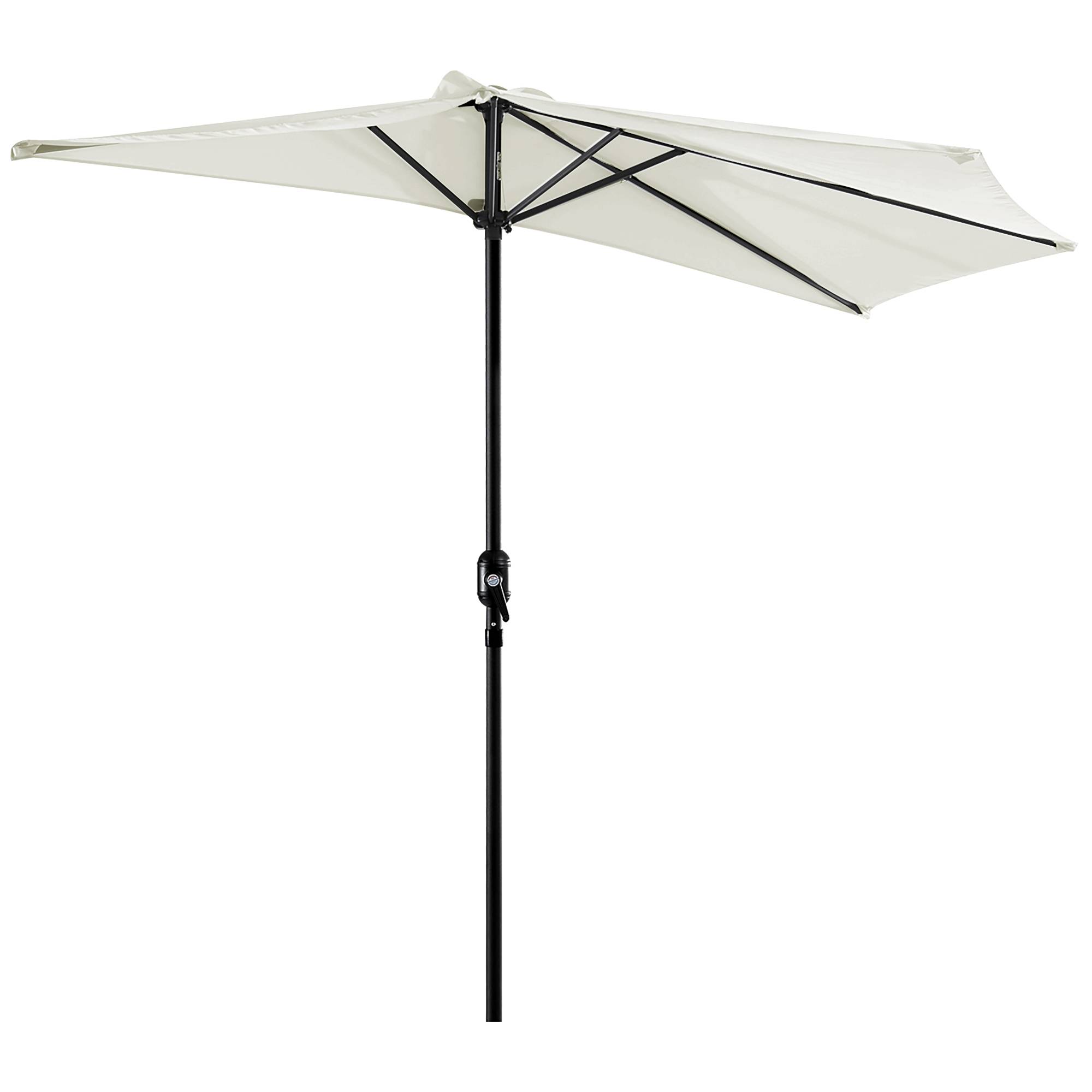 Parasol de jardin 269 x 138 x 236 cm avec manivelle et forme semi-circulaire, toile polyester 180 g/m² pour terrasse, patio et piscine, couleur crème - Image 1
